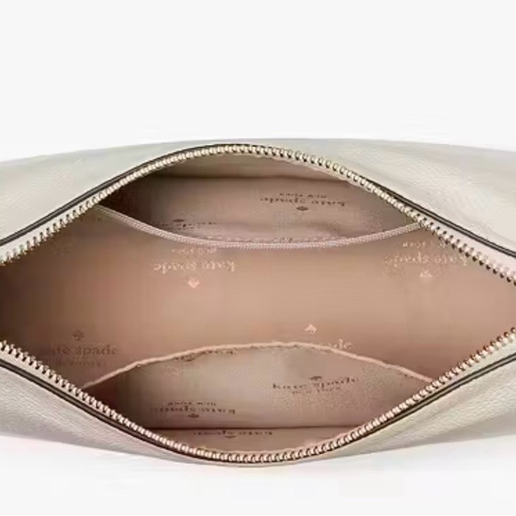 Kate Spade Rosie Parchment Pebbled Leather Shoulder Bag w/ guitar strap & pouch - Picture 4 of 7